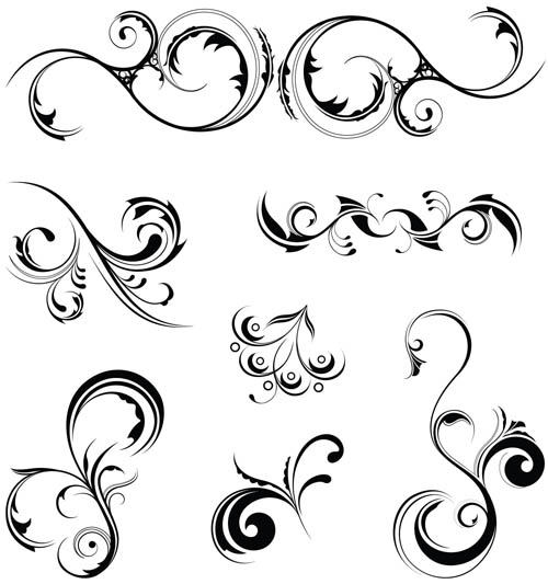 Curled Floral Ornaments Illustration 4 vector