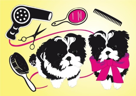 Cute Dogs Beauty Salon vector set