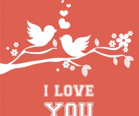 Cute bird with love vector background 01