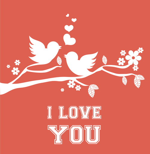 Cute bird with love vector background 01