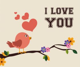 Cute bird with love vector background 02
