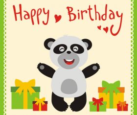 Cute cartoon animal with birthday card vector set 05