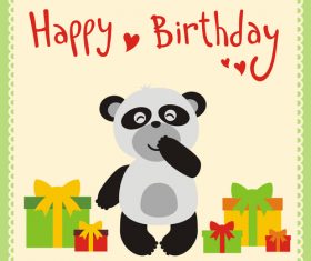 Cute cartoon animal with birthday card vector set 06