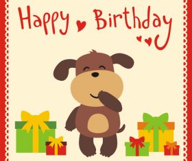 Cute cartoon animal with birthday card vector set 07