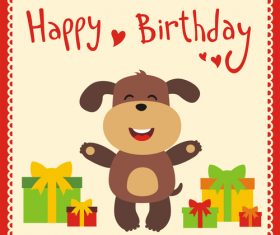 Cute cartoon animal with birthday card vector set 08