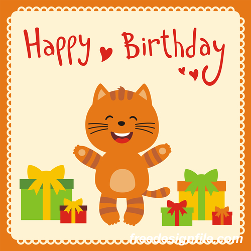 Cute cartoon animal with birthday card vector set 09