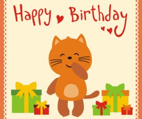 Cute cartoon animal with birthday card vector set 10