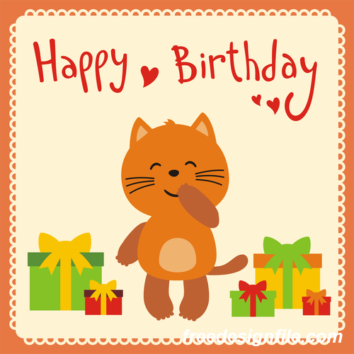 Cute cartoon animal with birthday card vector set 10