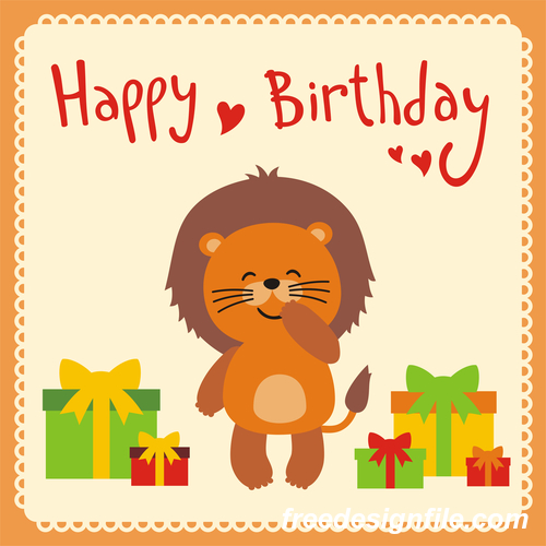 Cute cartoon animal with birthday card vector set 12