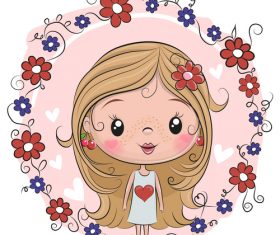 Cute woman cartoon profile character floral Vector Image