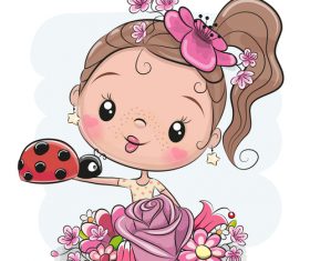 Cute cartoon girl vectors material 4