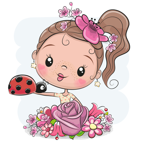 Cute cartoon girl vectors material 4 free download