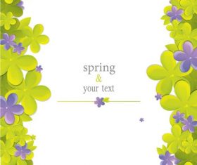 Cute flower with spring card vector set 01