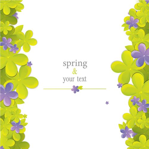 Cute flower with spring card vector set 01