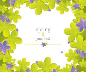 Cute flower with spring card vector set 02