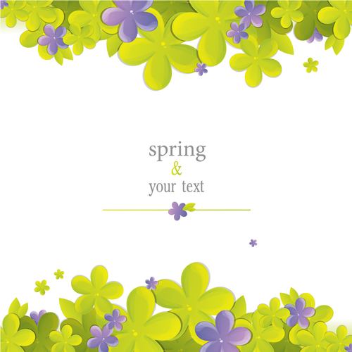 Cute flower with spring card vector set 04