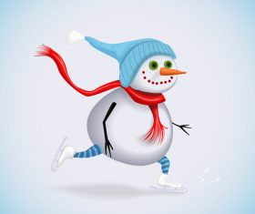 Cute snowman play snow vector 01