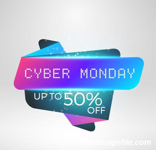 Cyber Monday sale with special offer labels vectors 01