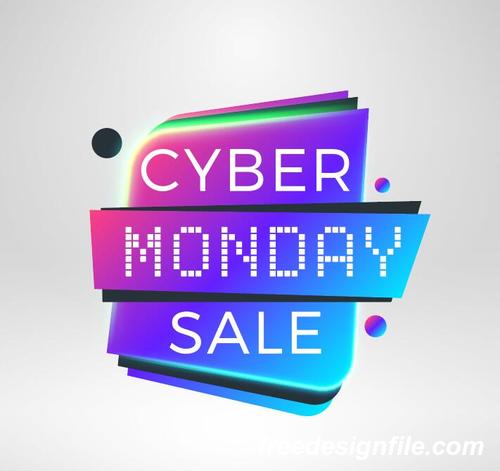 Cyber Monday sale with special offer labels vectors 02