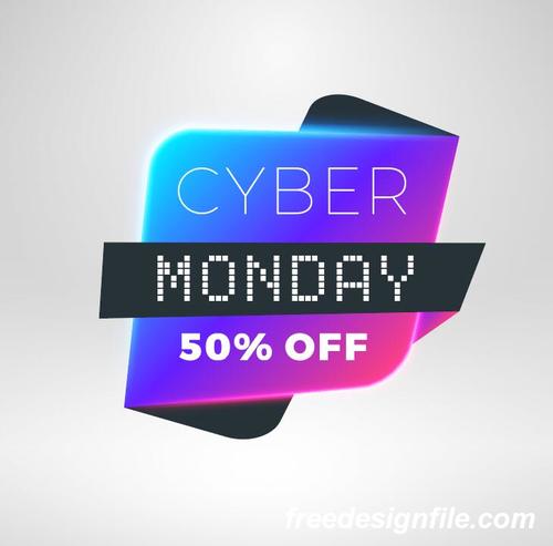 Cyber Monday sale with special offer labels vectors 07