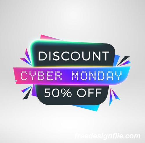Cyber Monday sale with special offer labels vectors 12