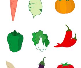 Daily vegetables flat vector graphic elements