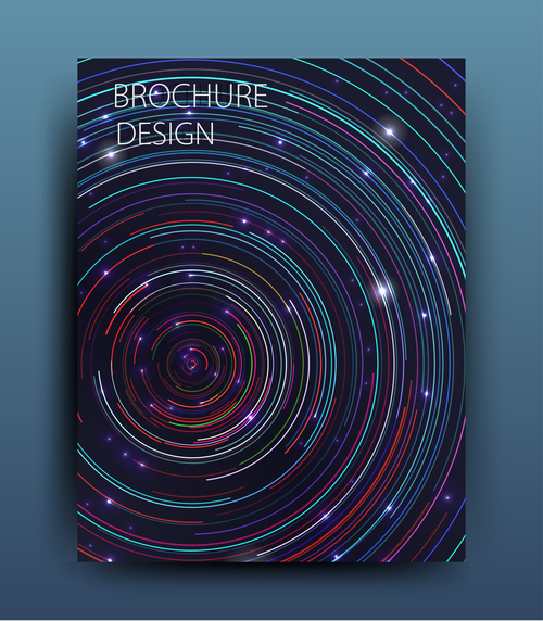 Dark blue brochure cover with abstract vector 01