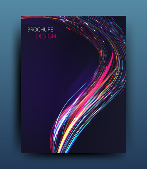 Dark blue brochure cover with abstract vector 02