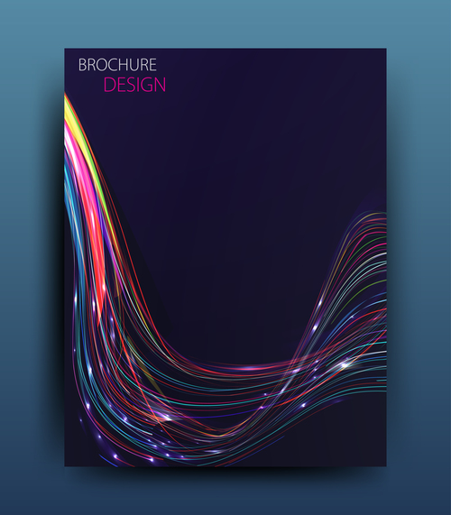 Dark blue brochure cover with abstract vector 03