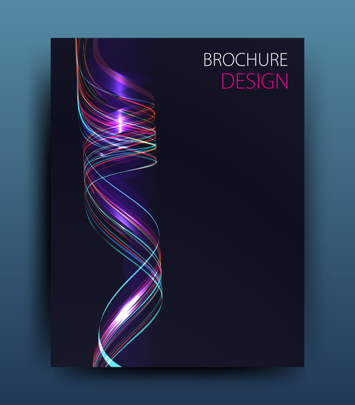Dark blue brochure cover with abstract vector 05
