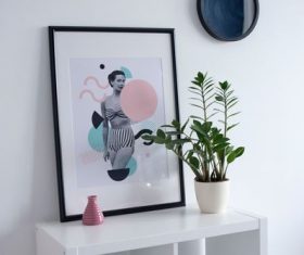 Decorative paintings and plants on the desktop Stock Photo