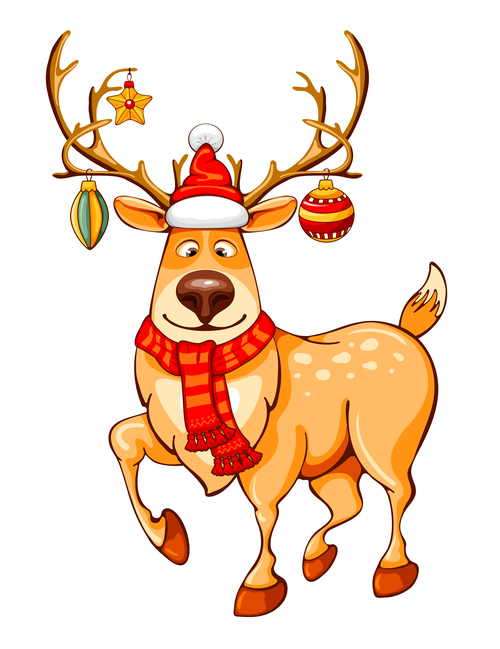 Deer with christmas baubles vector material 01 free download