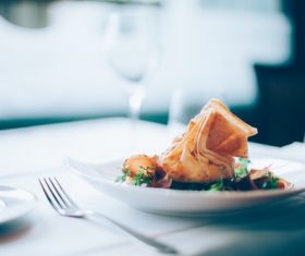 Delicious food on the dining table Stock Photo 01