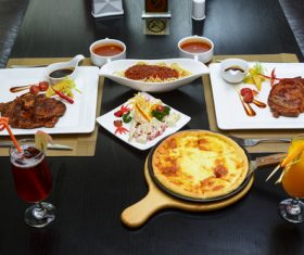 Delicious food on the dining table Stock Photo 06