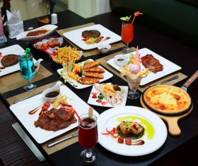 Delicious food on the dining table Stock Photo 07