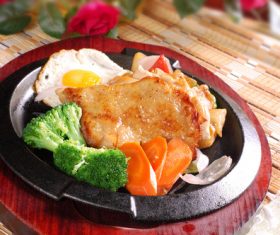 Delicious iron plate chicken set meal Stock Photo 09