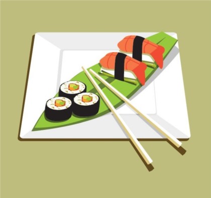 Delicious sushi vector graphic