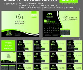 Desk calendar 2019 color vector template 03