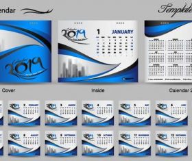 Desk calendar template 2019 vector material 04