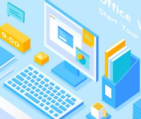 Desk furnishings vector illustration