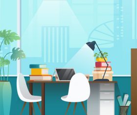 Desk vector near the window