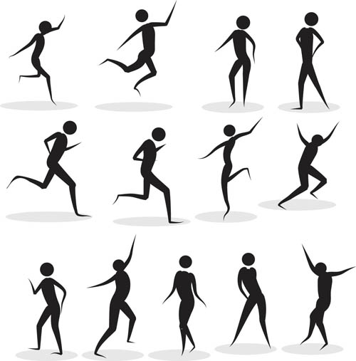 Different Body in poses silhouette 2 vector