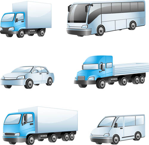 Different Buses and trucks design 1 creative vector
