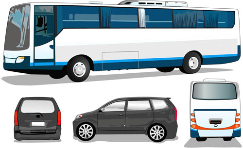 Different Buses and trucks design 2 creative vector