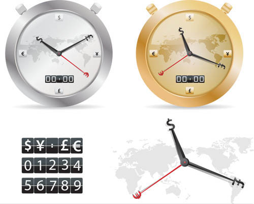 Different Clock icons vector