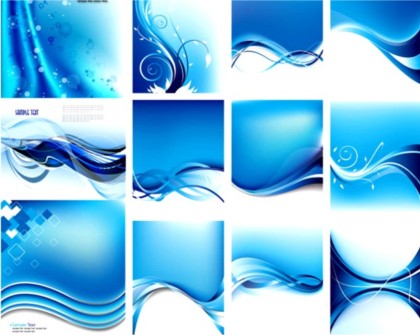 Different crystal blue dynamic lines background set vector