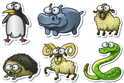 Different funny cartoon animals 2 vector