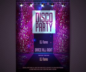 Disco party poster neon template vector 02
