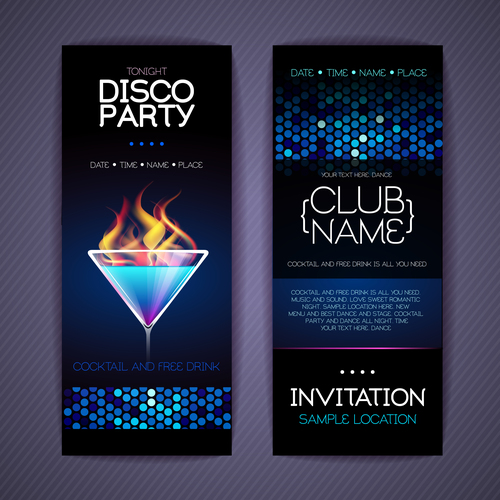 Disco party poster neon template vector 04