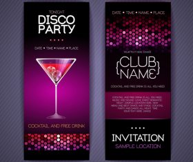 Disco party poster neon template vector 05
